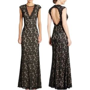 Betsy & Adam Black Lace Maxi Dress